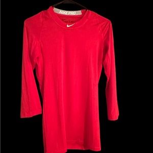 Nike pro Dri-Fit Long-Sleeve Softball Top in Red size xs